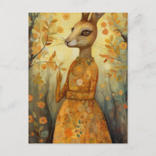 Carte Postale Lapin en robe florale