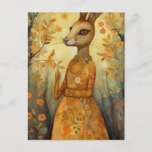 Carte Postale Lapin en robe florale (Devant)