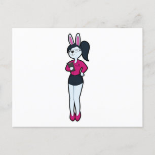 Carte Postale Lapin en secrétaire avec bloc-notes et lunettes