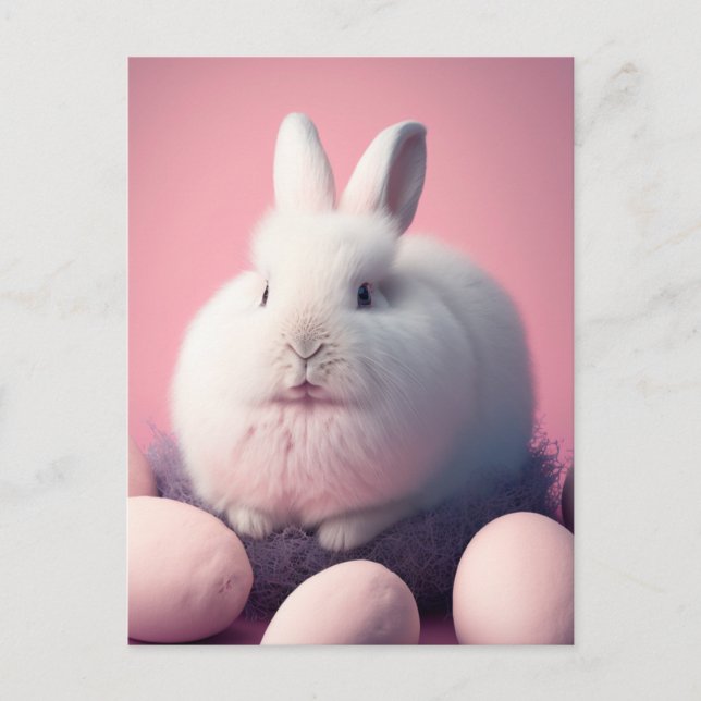Carte postale lapin et oeufs de Pâques (Devant)