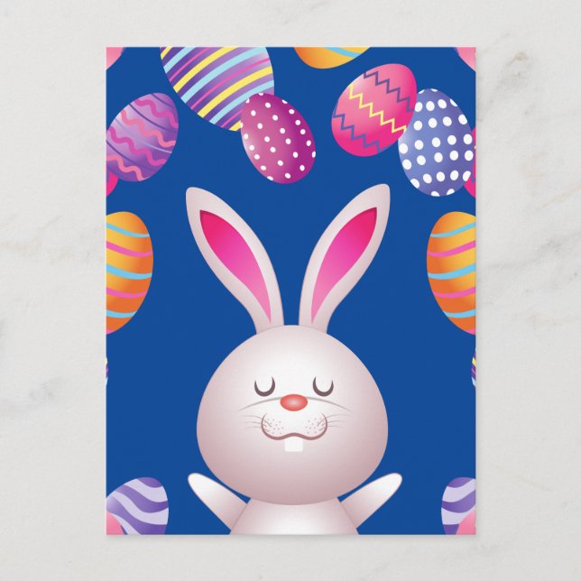 Carte postale lapin et oeufs de Pâques. (Devant)