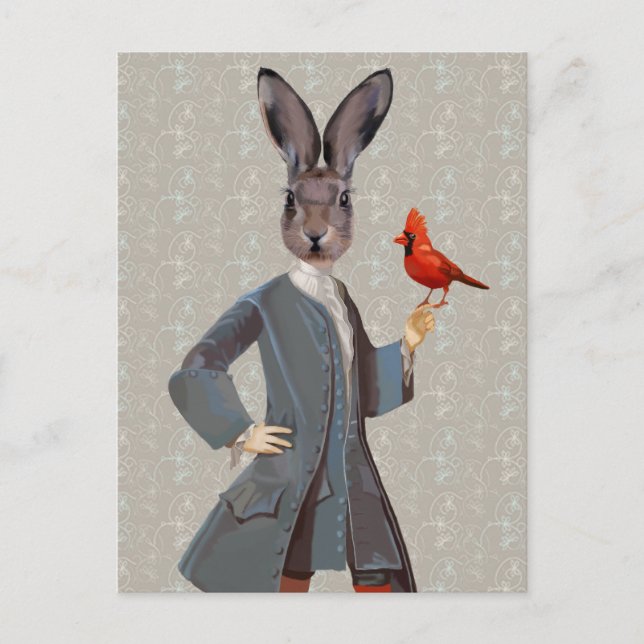 Carte Postale Lapin Et Oiseau (Devant)