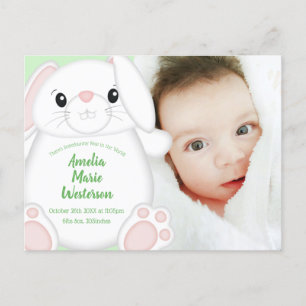 Carte Postale Lapin Lapin Baby shower Vert