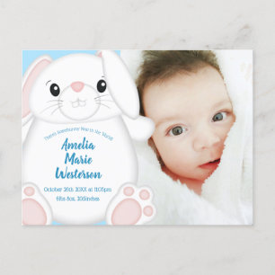 Carte Postale Lapin Lapin Baby shower Woodland
