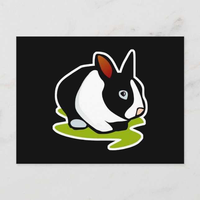 Carte Postale lapin lapin noir et blanc (Devant)