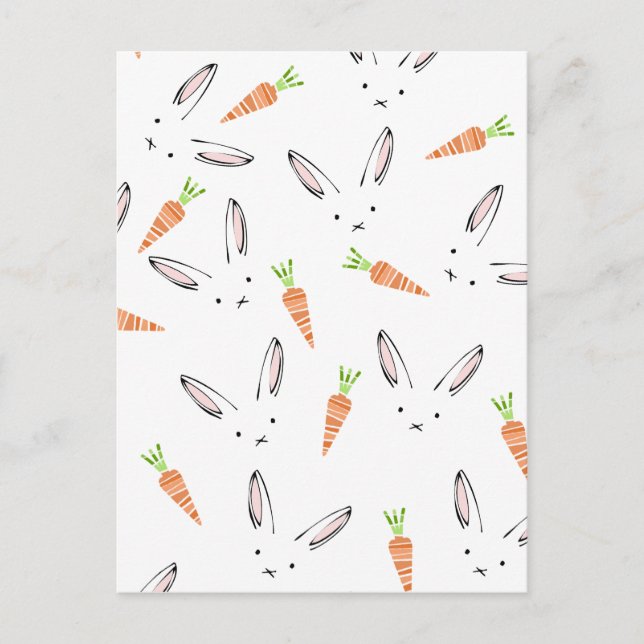 Carte Postale Lapin mignet et carotte (Devant)