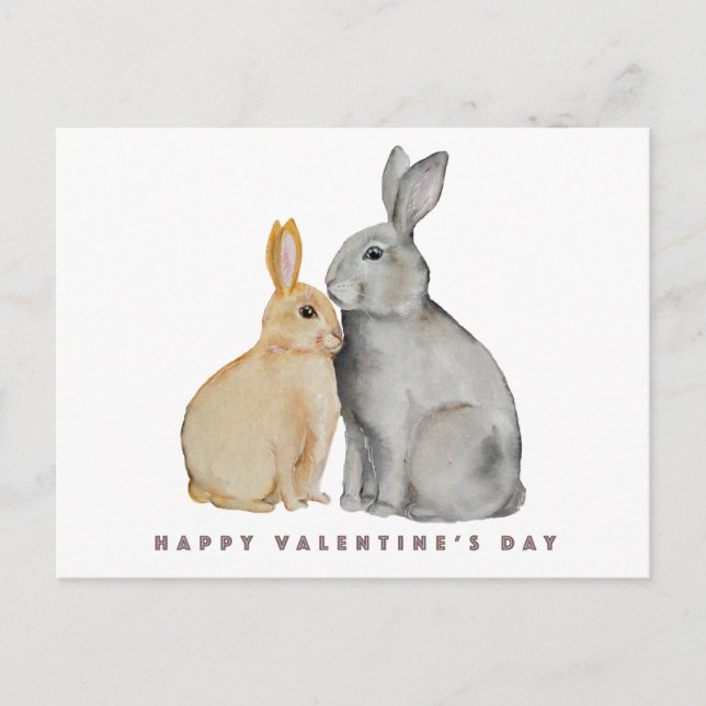 Carte Postale Lapin mignon de la Saint-Valentin (Devant)