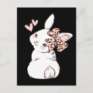 Carte Postale Lapin Mignon Léopard Cravate Papillon Filles Femme