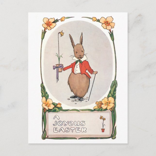 Carte Postale Lapin Vintage de Pâques (Devant)