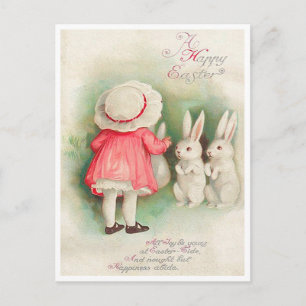 Carte Postale Lapin vintage Salutation de Pâques