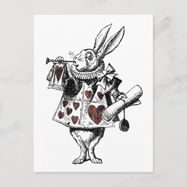 Carte Postale Lapins blancs de coeur - Alice au pays des merveil (Devant)