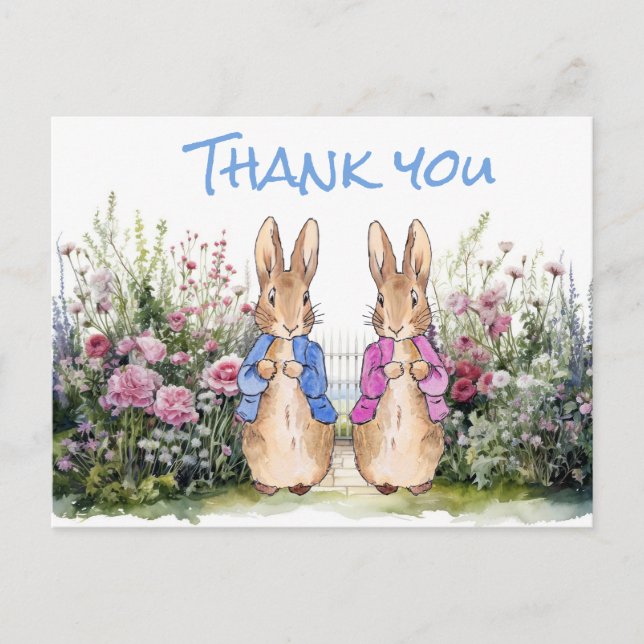 Carte Postale Lapins Classiques Merci (Devant)