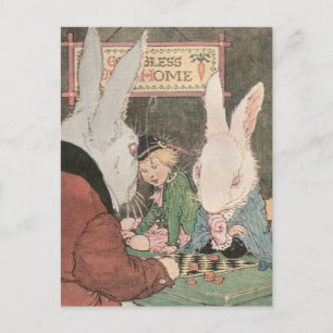 Carte Postale Lapins Jouant des Checkers