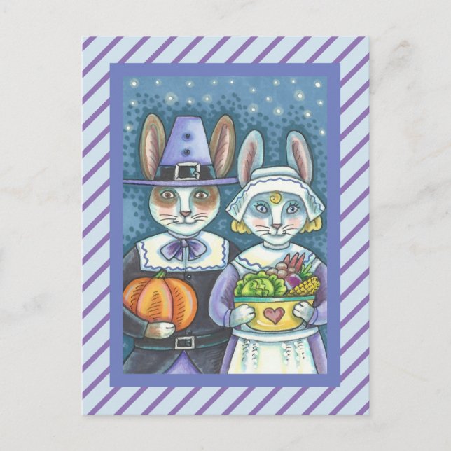 CARTE POSTALE LAPINS PÈLERINS, DÎNANS DE THANKSGIVING SAGES ET C (Devant)
