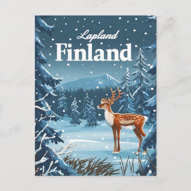 Carte Postale Laponie Finlande Vintage (Devant)