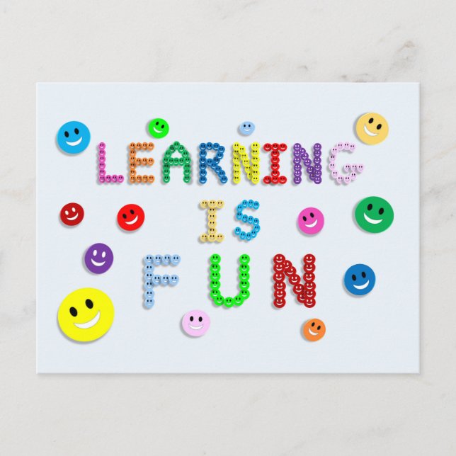 CARTE POSTALE L'APPRENTISSAGE EST AMUSANT HEUREUX VISAGES ÉDUCAT (Devant)
