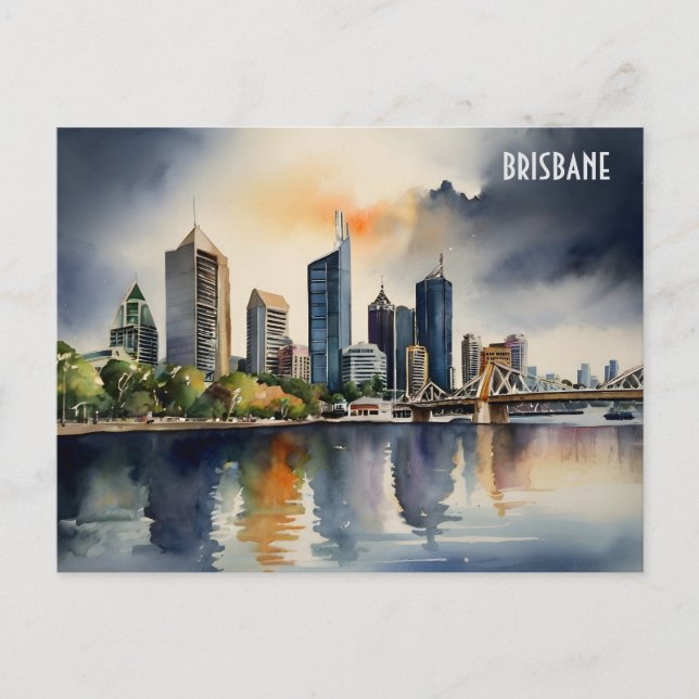Carte Postale L'aquarelle de Brisbane (Devant)