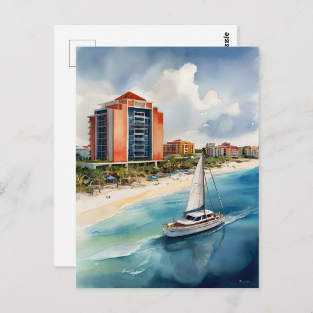 Carte Postale L'aquarelle de Cancun (Devant / Derrière)