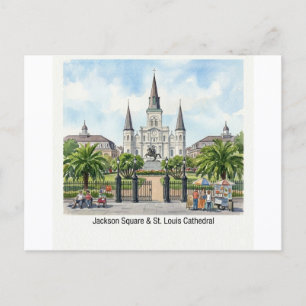 Carte Postale Laquarelle de la Nouvelle-Orléans - Jackson Square