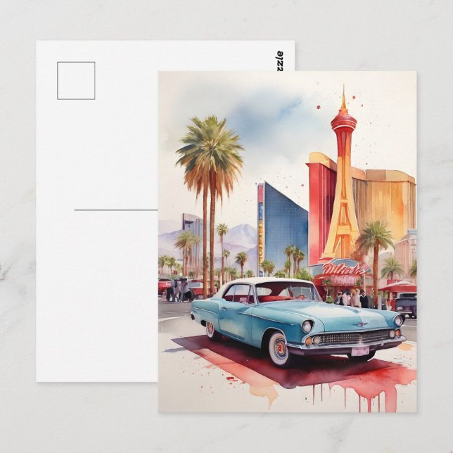 Carte Postale L'aquarelle de Las Vegas (Devant / Derrière)