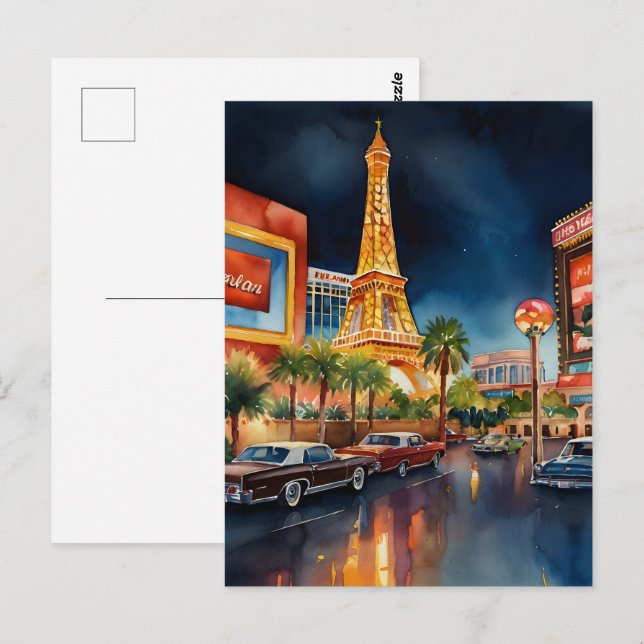 Carte Postale L'aquarelle de Las Vegas (Devant / Derrière)