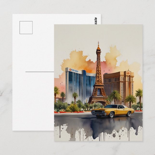 Carte Postale L'aquarelle de Las Vegas (Devant / Derrière)