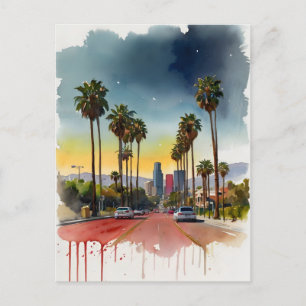 Carte Postale L'aquarelle de Los Angeles
