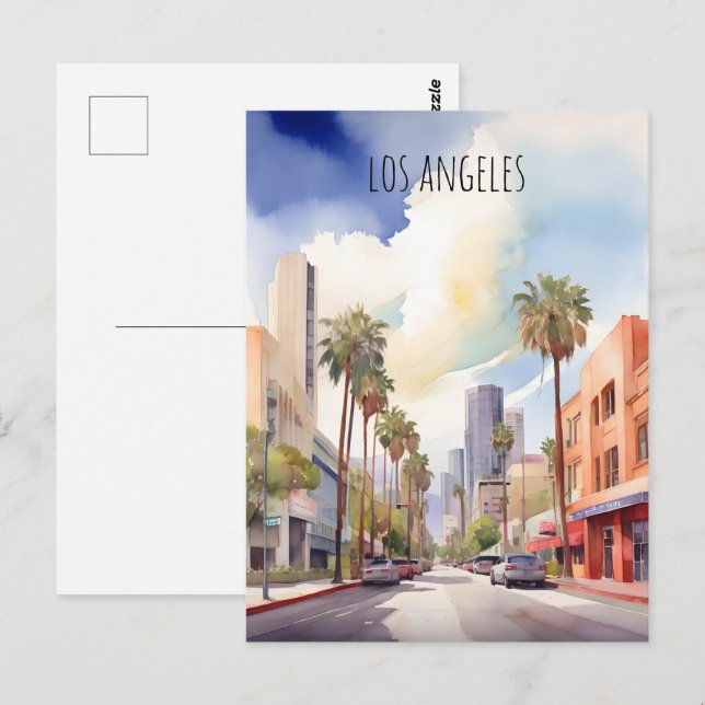 Carte Postale L'aquarelle de Los Angeles (Devant / Derrière)