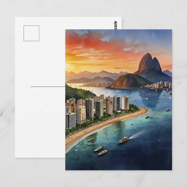 Carte Postale L'aquarelle de Rio de Janeiro (Devant / Derrière)