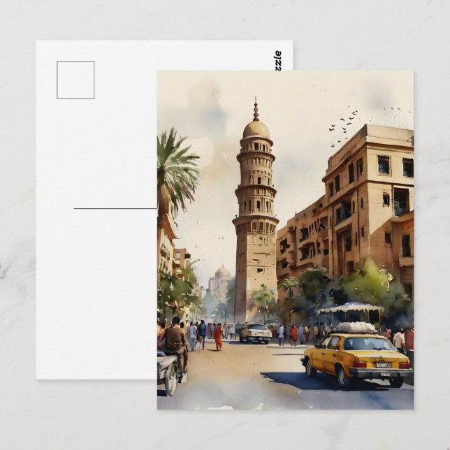 Carte Postale L'aquarelle du Caire (Devant / Derrière)