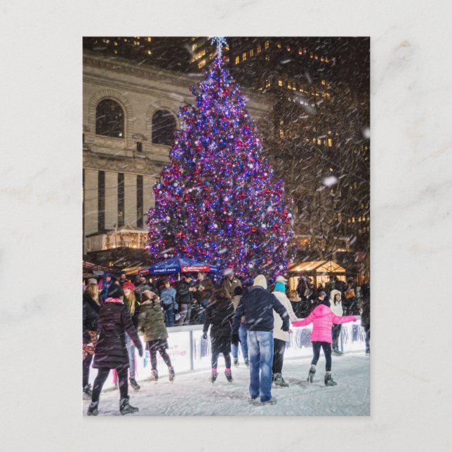 Carte Postale L'Arbre et Patineurs (Devant)