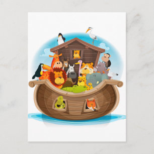 Carte Postale L'Arche de Noé avec des animaux de la jungle