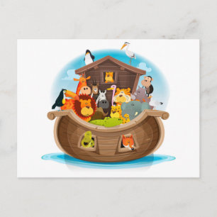 Carte Postale L'Arche de Noé avec des animaux de la jungle
