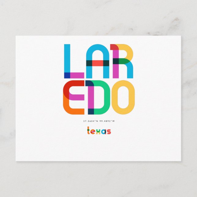 Carte Postale Laredo Texas Mid Century, Pop Art, (Devant)