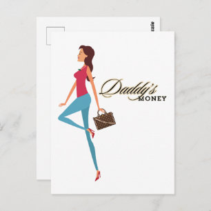 Carte Postale L'argent de papa, mignonne & sassy adolescente fil