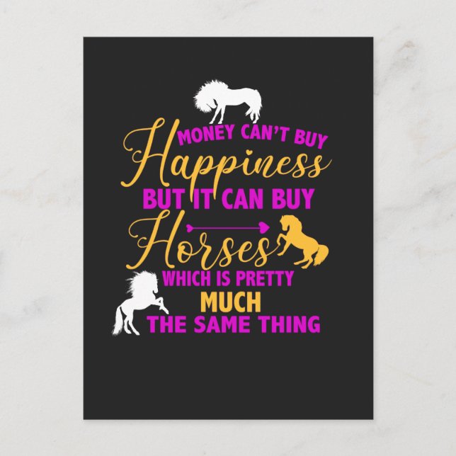 Carte Postale L'argent peut acheter des chevaux violet jaune (Devant)