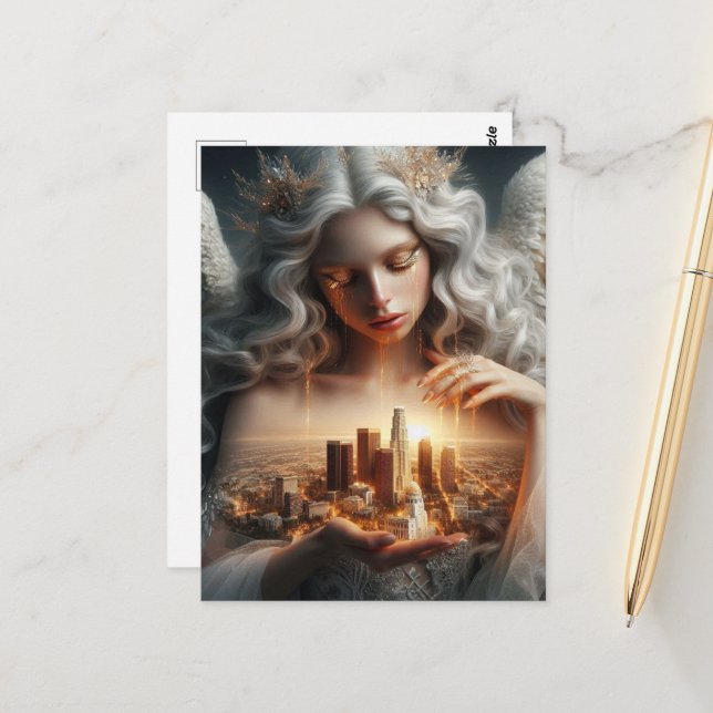 Carte Postale Larmes d'or pour la ville des Anges (Devant/Arrière en situation)