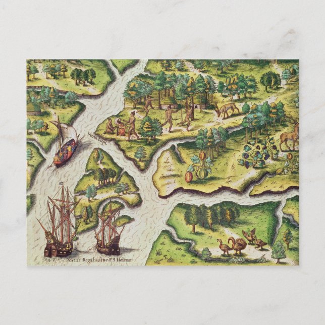 Carte Postale L'arrivée des Français à Port Royal (Devant)