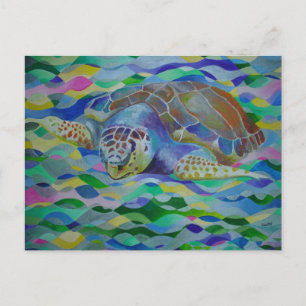 Carte Postale L'art coloré de la tortue luge