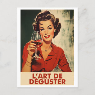 Carte Postale L'art de déguster - Affiche vintage vin - 1950's