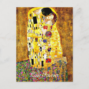 Carte Postale L'art de Klimt - Le Baiser - Amour pour toujours