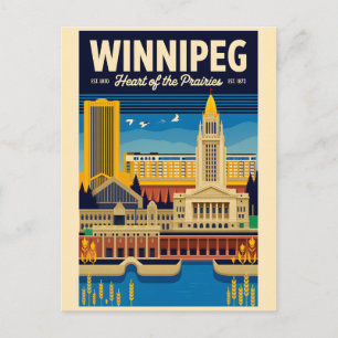Carte Postale L'art de l'affiche de voyage rétro Winnipeg Canada