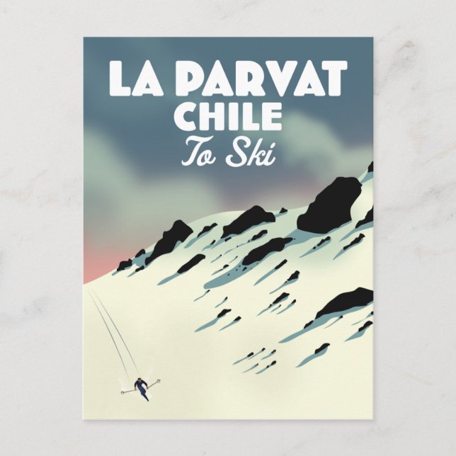 Carte Postale L'art de ski rétro La Parvat Chili. (Devant)