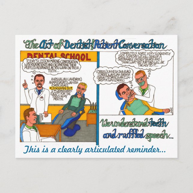 Carte Postale L'art des conversations entre dentistes et patient (Devant)