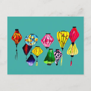 Carte Postale L'art des lanternes chinoises colorées