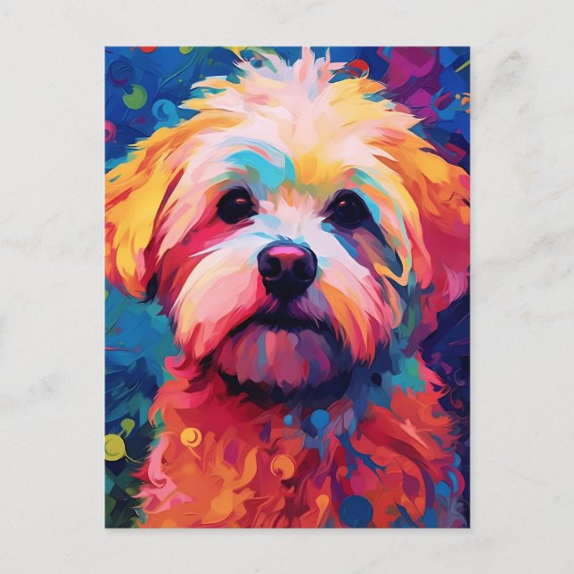 Carte Postale L'art du chien maltais coloré (Devant)