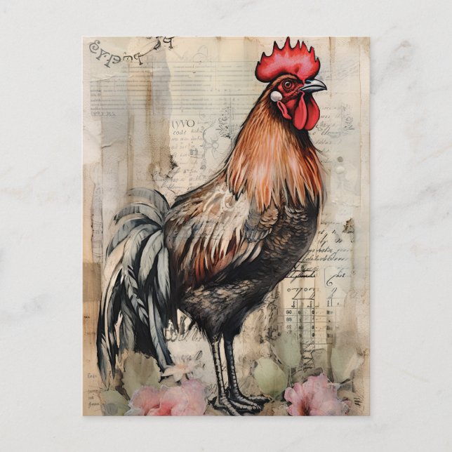 Carte Postale L'art du coq de poulet (Devant)