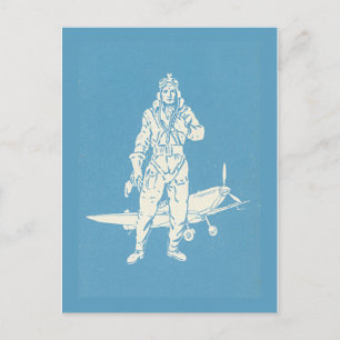 Carte Postale L'art du pilote vintage et de l'avion