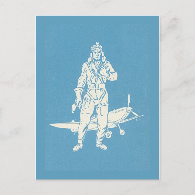 Carte Postale L'art du pilote vintage et de l'avion (Devant)