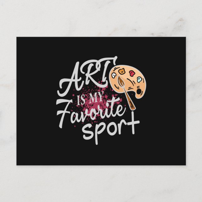 Carte Postale L'art est mon sport favori Splash rouge (Devant)